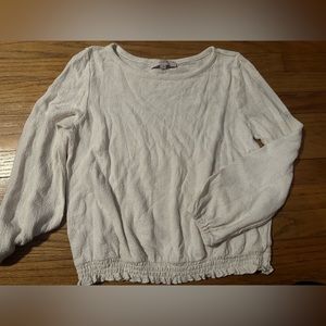 Textured Cream long Sleeve Blouse